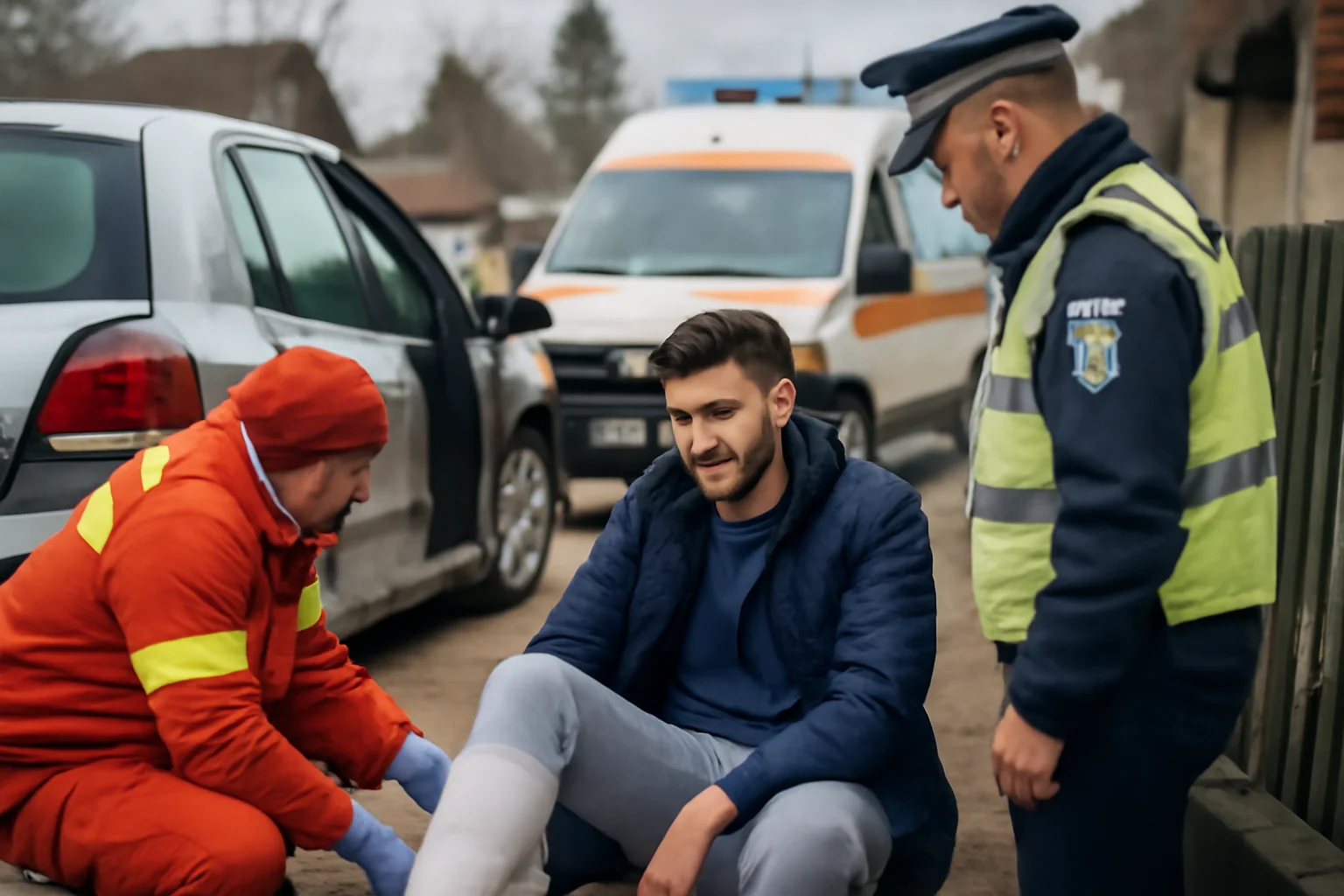 a plecat acasă cu piciorul rupt după ce a lovit un gard cu mașina