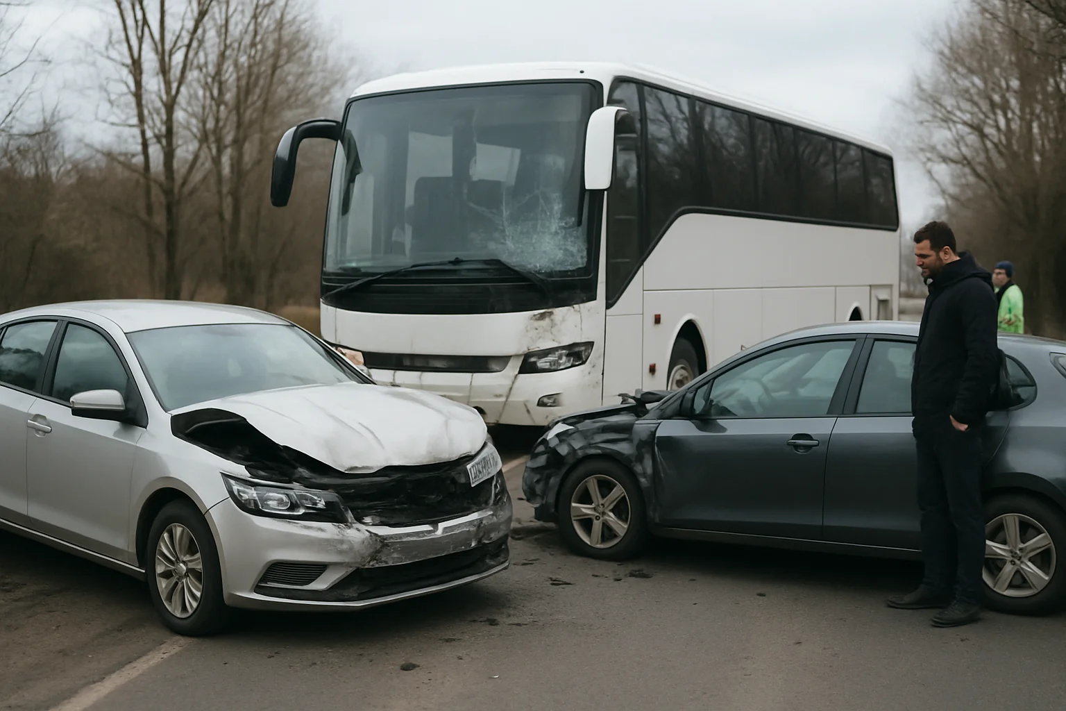 Accident grav pe E85, implicând două mașini și un autocar