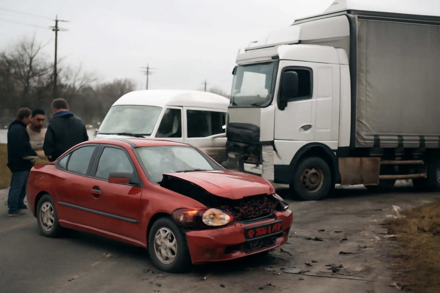 Accident rutier în lanț la Dărmănești, județul Suceava, cu autoturism, microbuz și TIR