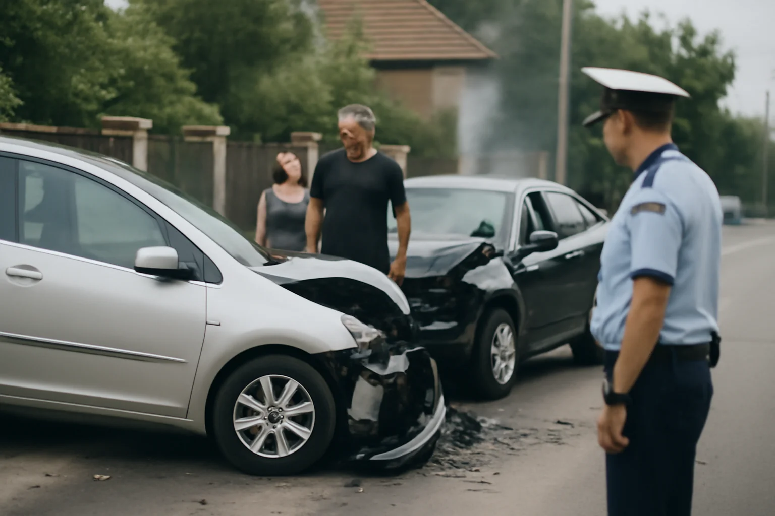 Accident spectaculos pe E85 cauzat de un șofer grăbit care a intrat cu mașina în curte