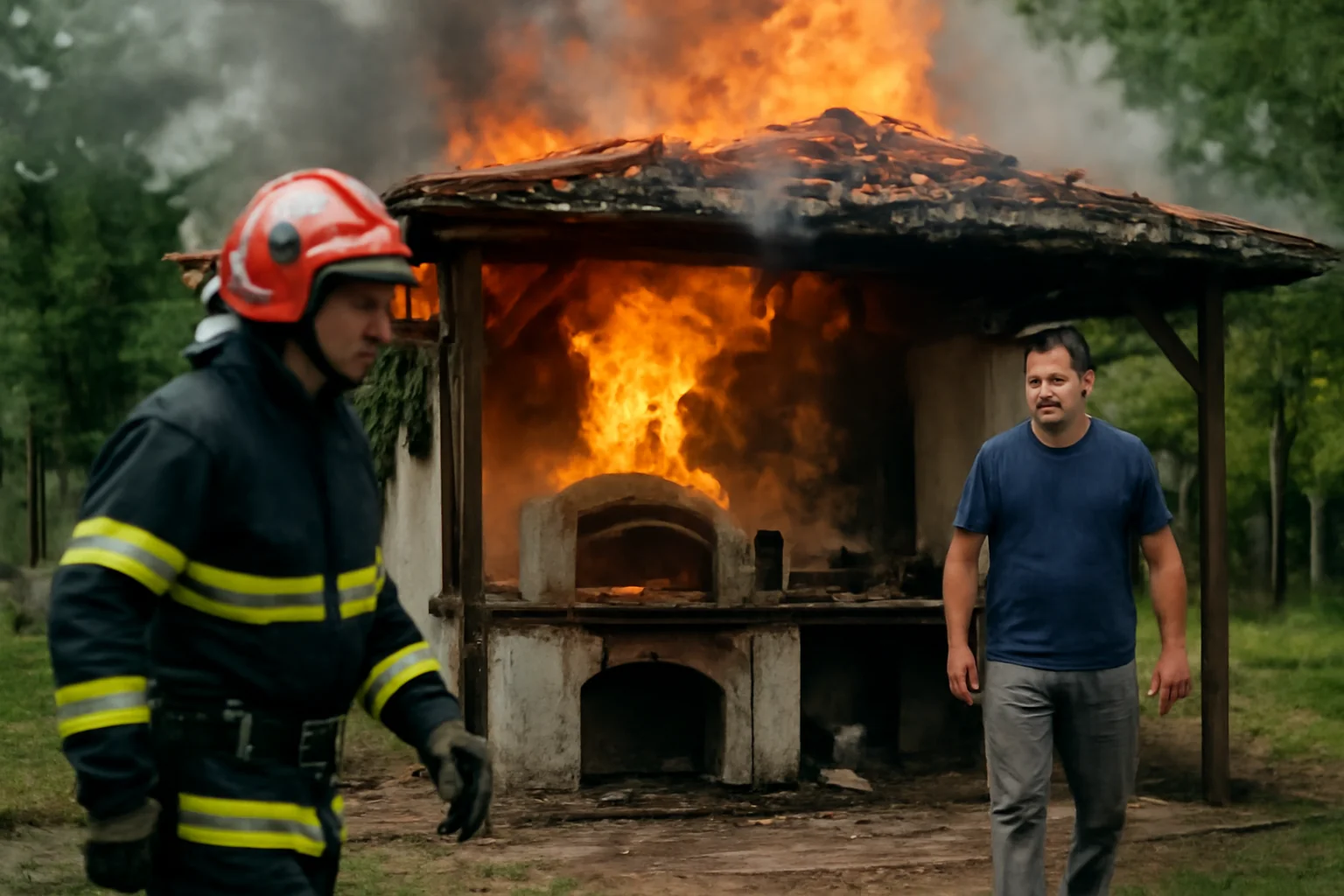 Bucătărie de vară transformată în locuință, cuprinsă de flăcări la Pârteștii de Sus, în județul Suceava