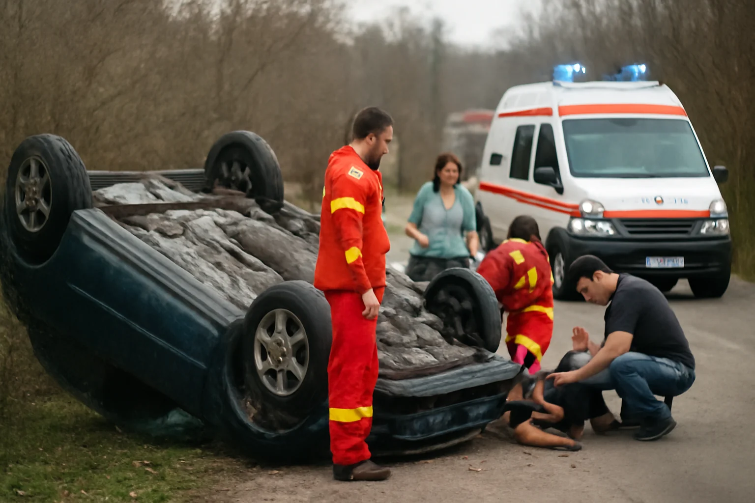 Cinci persoane rănite într-un accident rutier la Ciumârna, județul Suceava