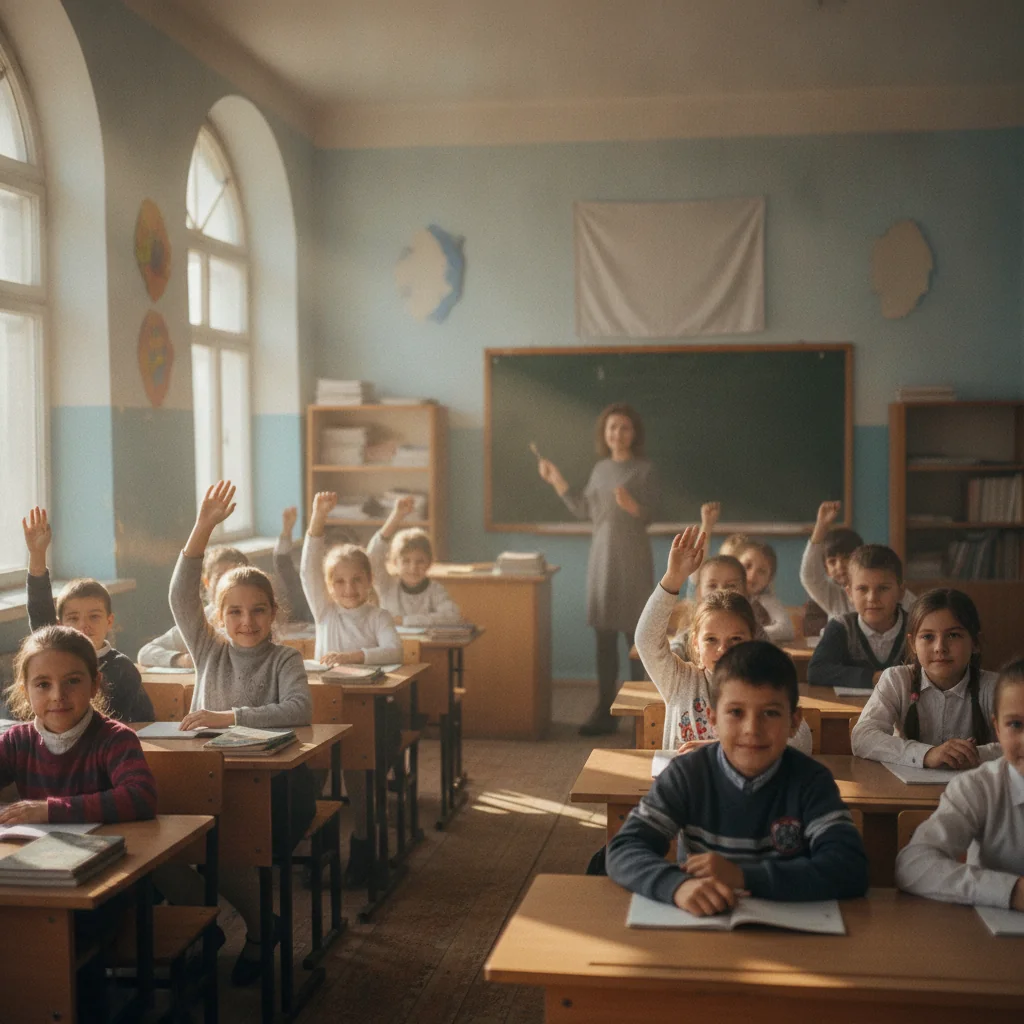 Clasa I de română din Orlivka, Ucraina, se redeschide pentru 7 elevi