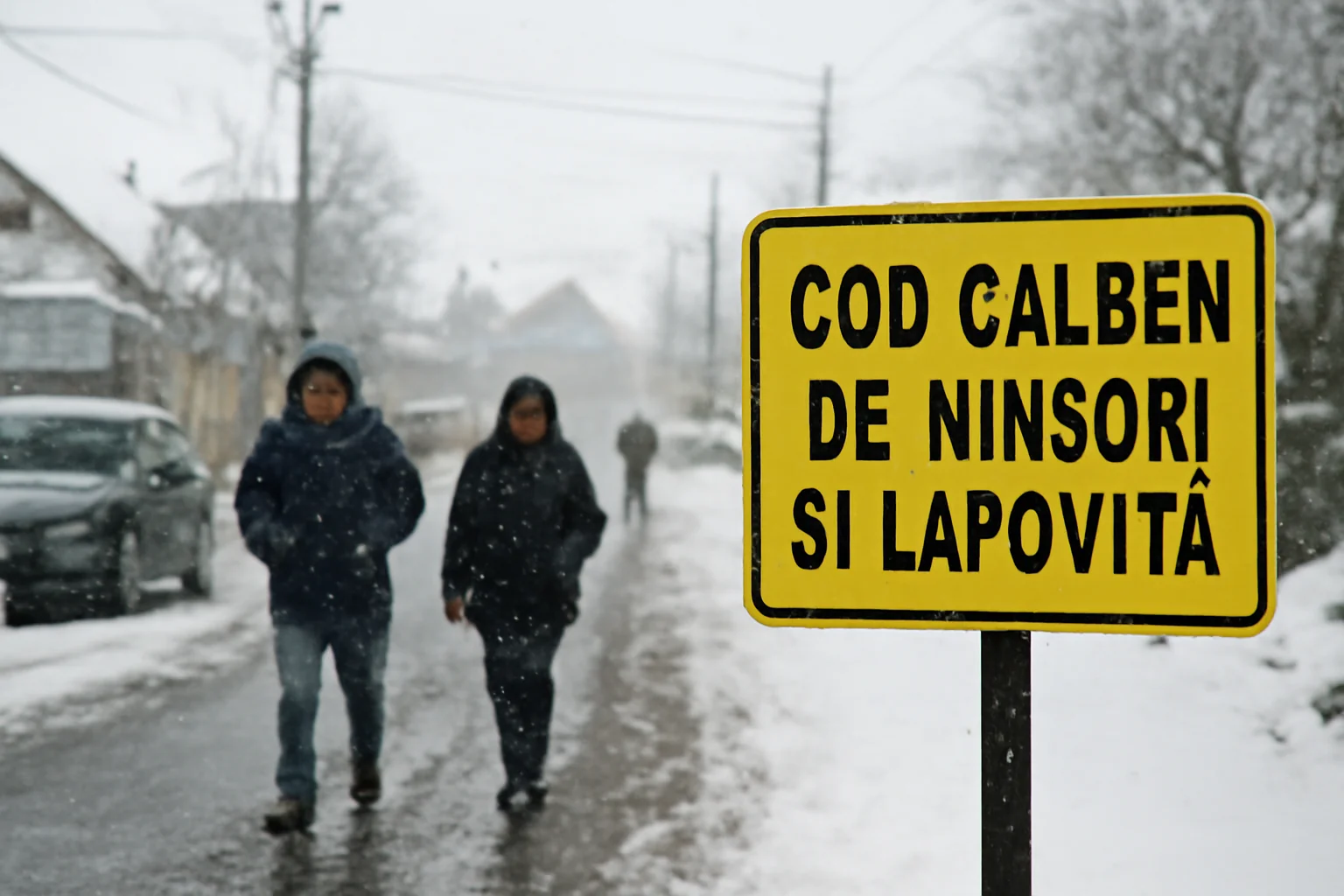 Cod galben de ninsori și lapoviță la Suceava până marți dimineață