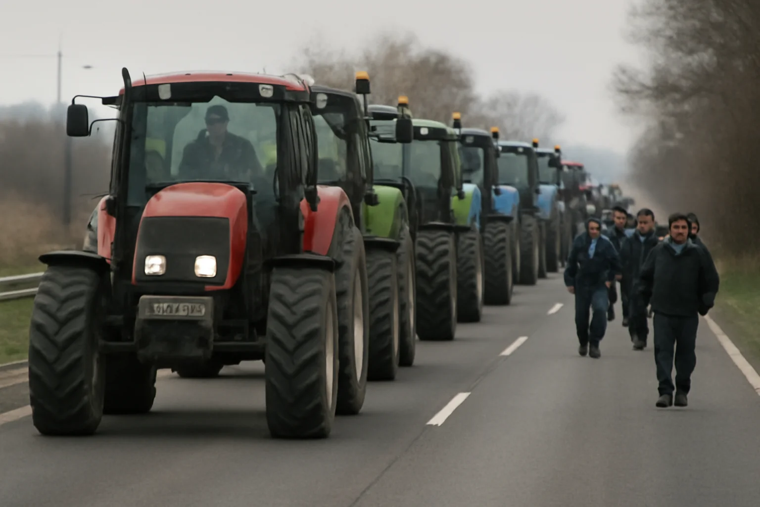 Coloană de utilaje agricole pe E85: fermierii din Suceava pornesc în marș de protest spre Fălticeni