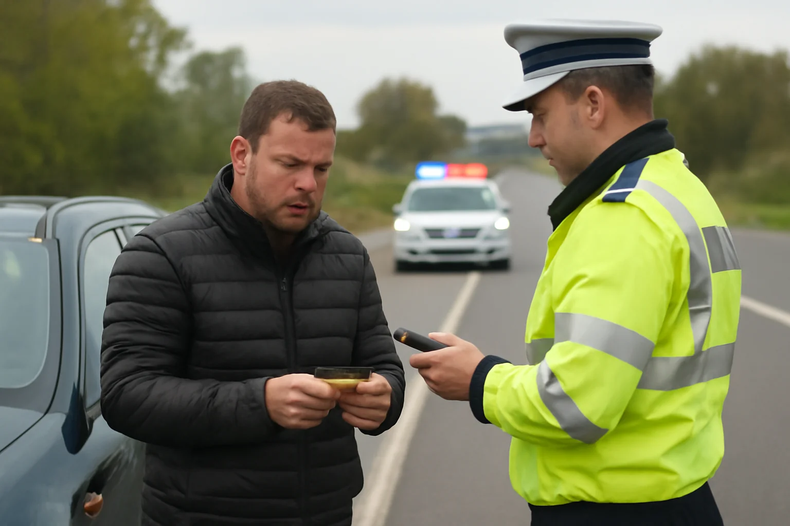Conducător auto din Păltinoasa, prins în trafic pe DN2E cu alcoolemie și rulând cu viteză excesivă
