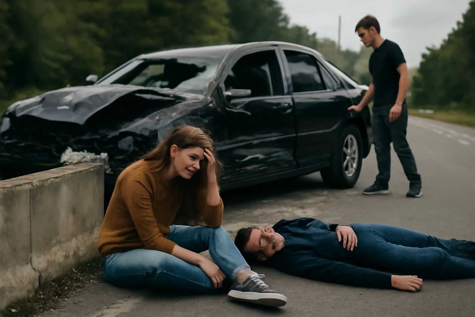 Doi adolescenți răniți după ce un tânăr de 20 de ani a lovit un cap de pod și s-a răsturnat cu mașina