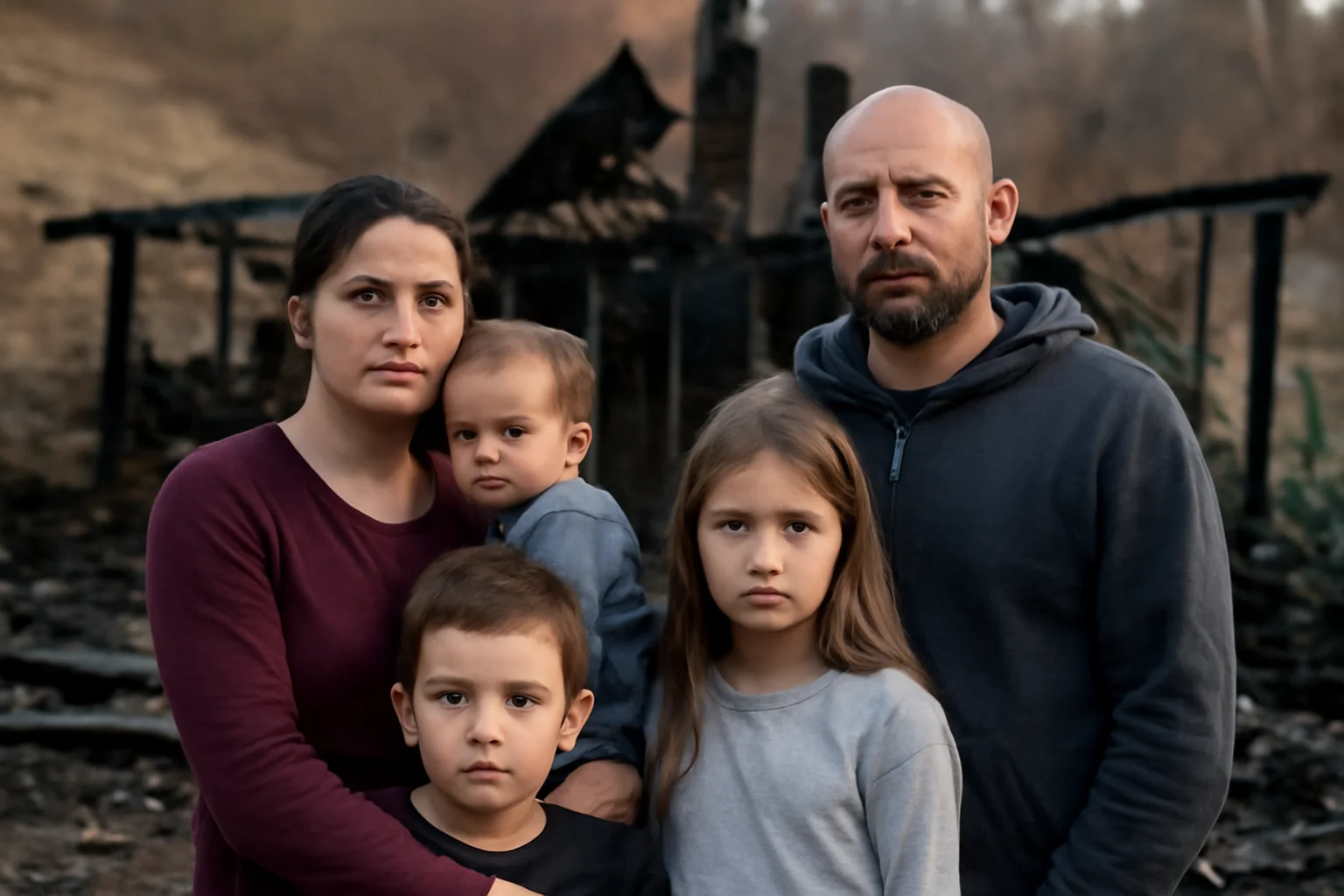 Familie cu trei copii din Putna, județul Suceava, rămasă fără locuință după un incendiu
