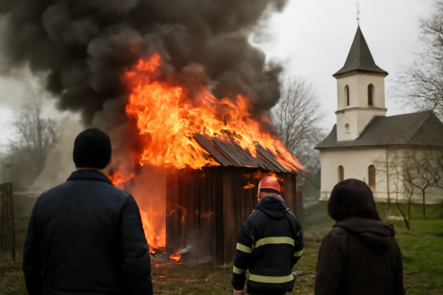 Incendiu la o anexă de lângă casa parohială din Bălăceana, județul Suceava
