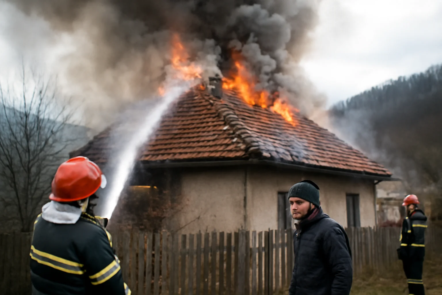 Incendiu la o gospodărie din Brodina, intervenție a pompierilor în județul Suceava