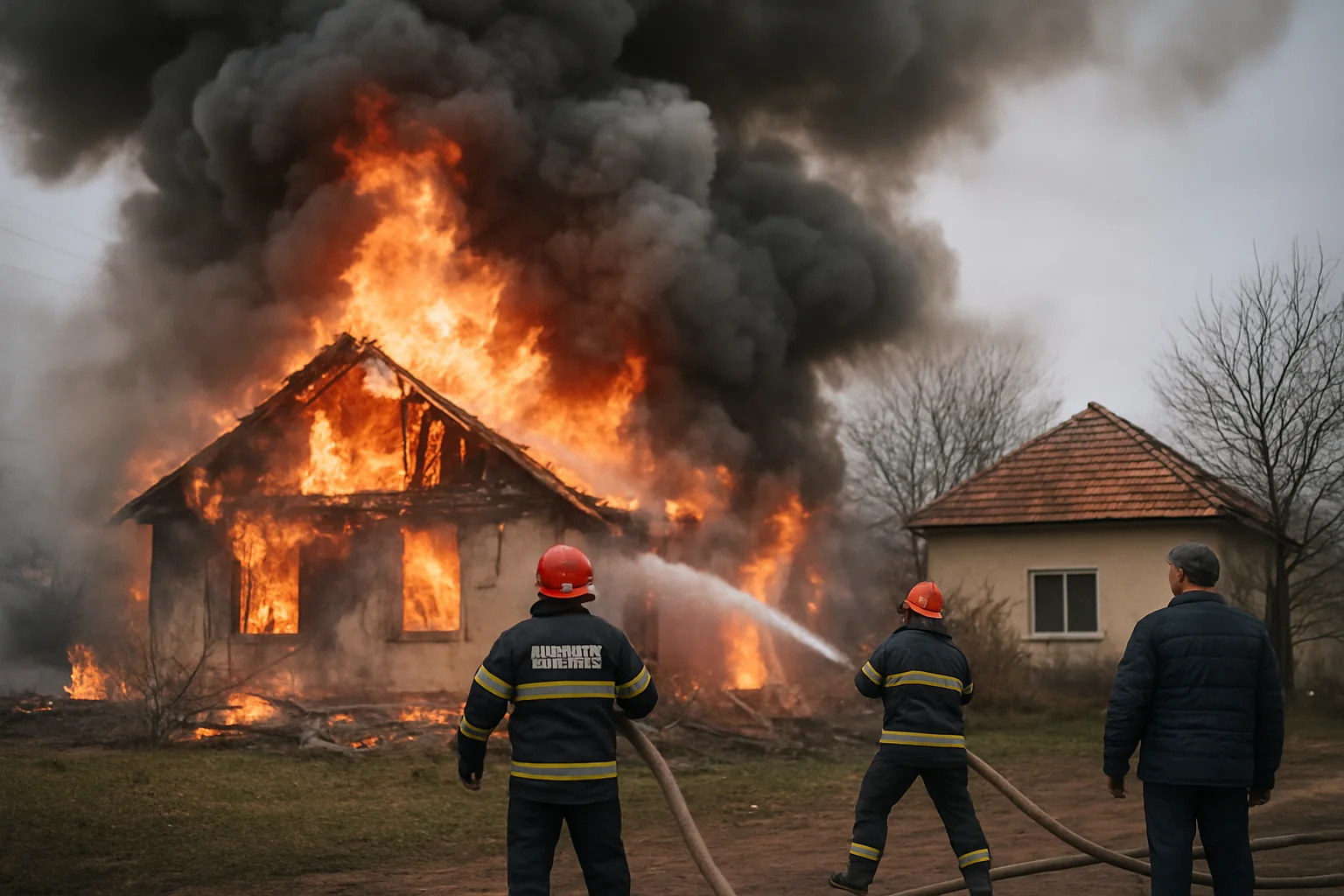 Incendiu la o gospodărie din Dumbrăveni: Pompierii au salvat trei construcții