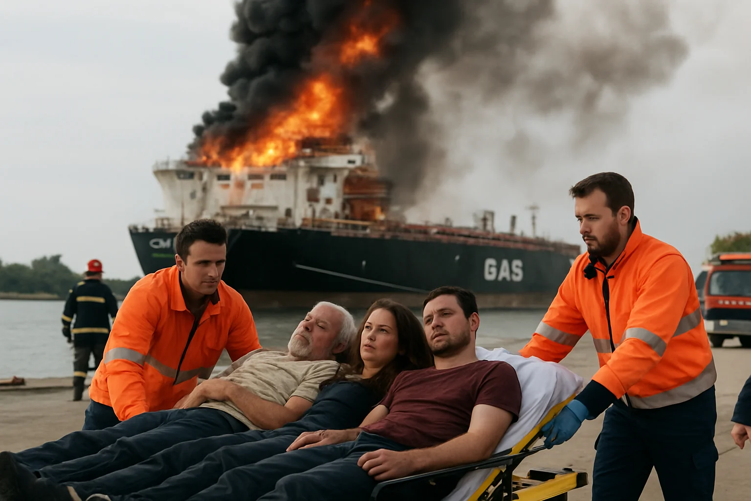 Incendiu pe nava Gas Lisbon lângă Sfântu Gheorghe: Trei răniți