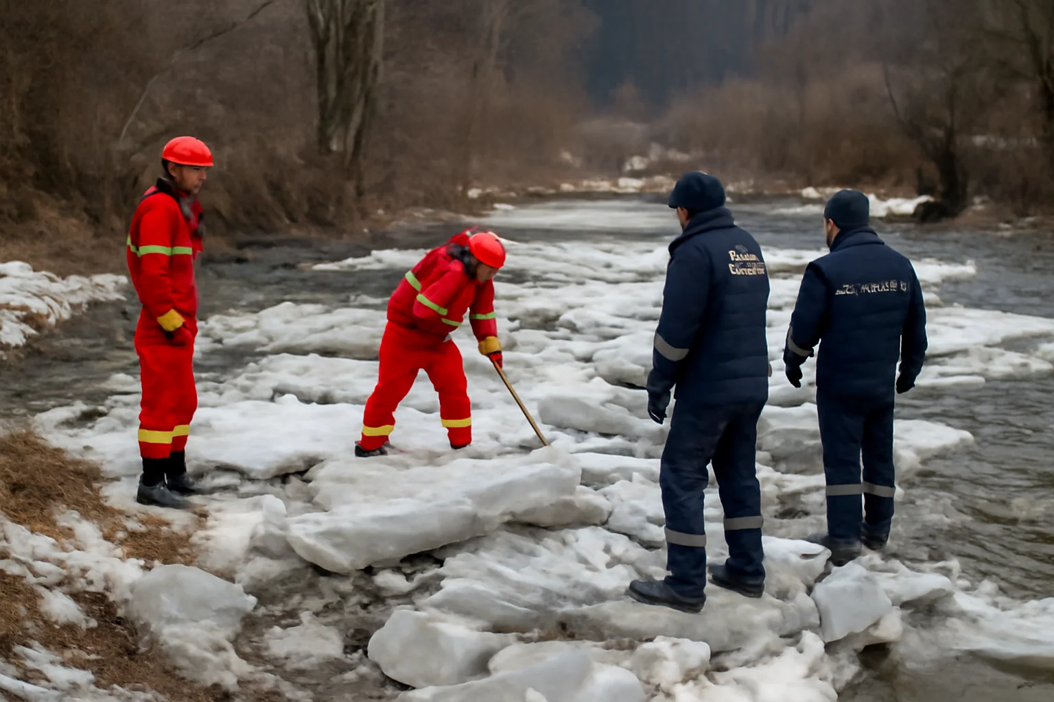 Intervenție la podurile de gheață de pe râul Neagra, Broșteni, anunțată ca încheiată de autorități la Suceava