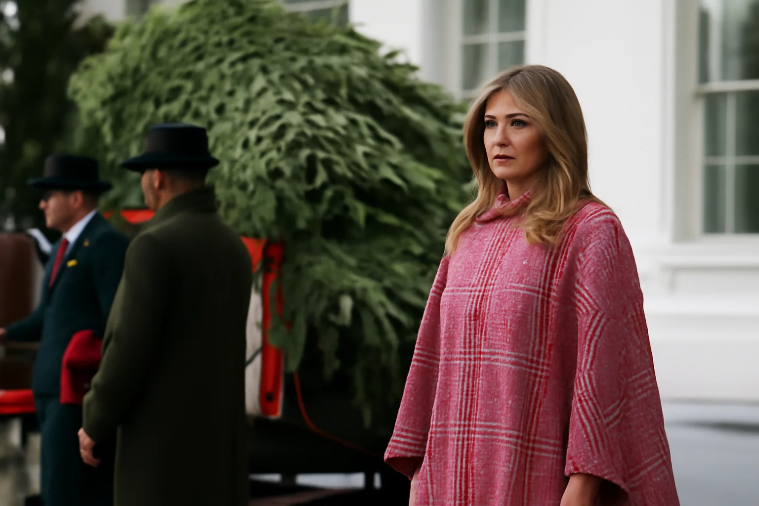 Melania Trump, apariție spectaculoasă la primirea bradului de Crăciun la Casa Albă