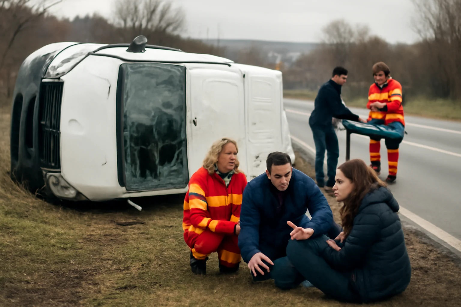 Microbuz cu 11 persoane răsturnat la Ilișești, în județul Suceava: două victime au ajuns la spital