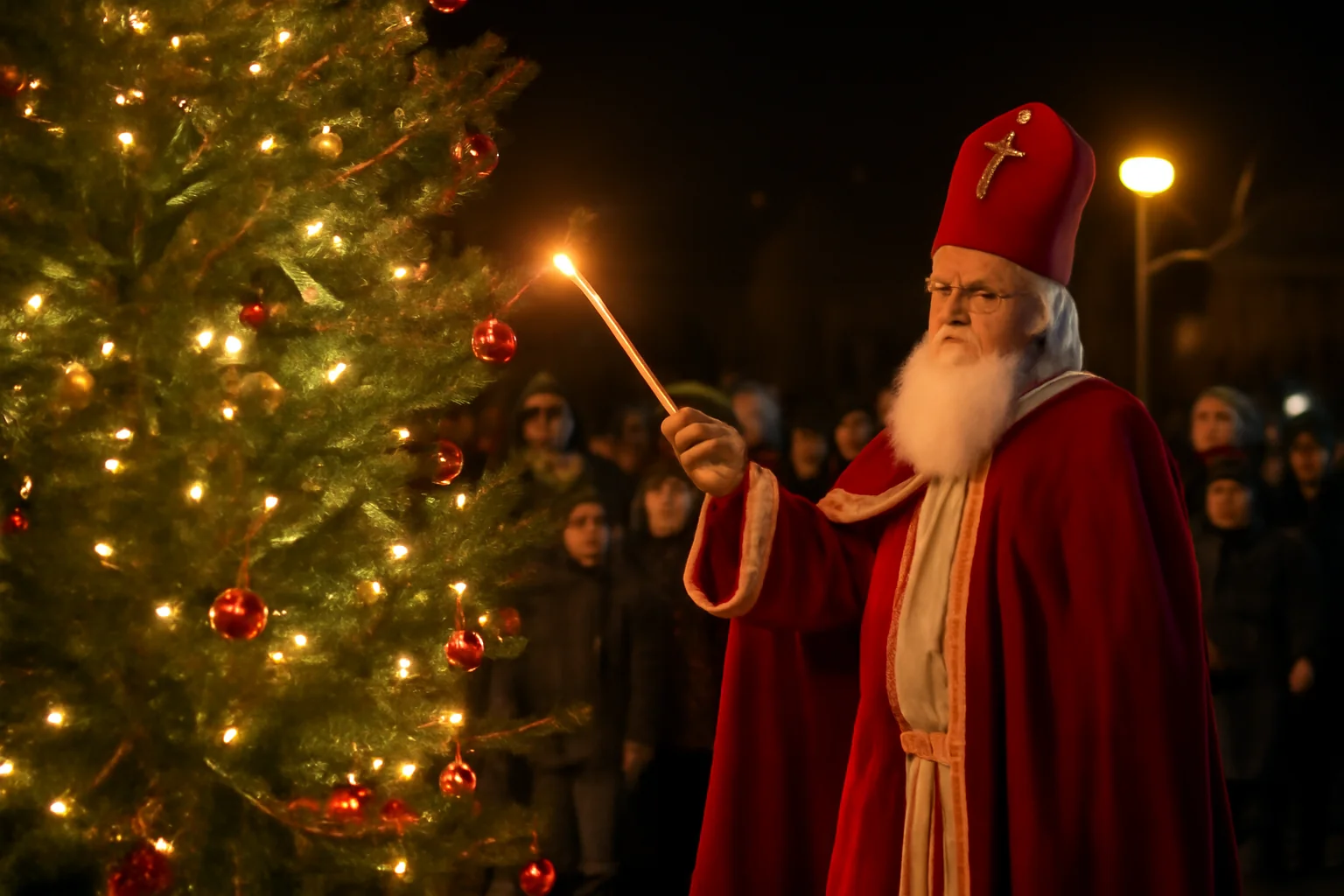 Moș Nicolae a aprins luminile bradului de Crăciun în Liteni (foto)