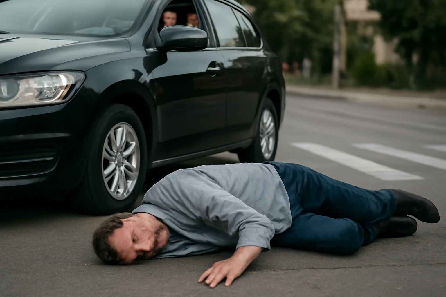 Pieton beat lovit de o mașină condusă de o șoferiță în timp ce traversa strada prin loc nepermis