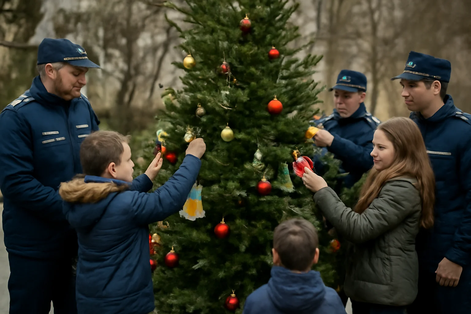 Polițiști și elevi de la Școala Gimnazială nr. 4 Suceava au împodobit Bradul prevenirii (foto)