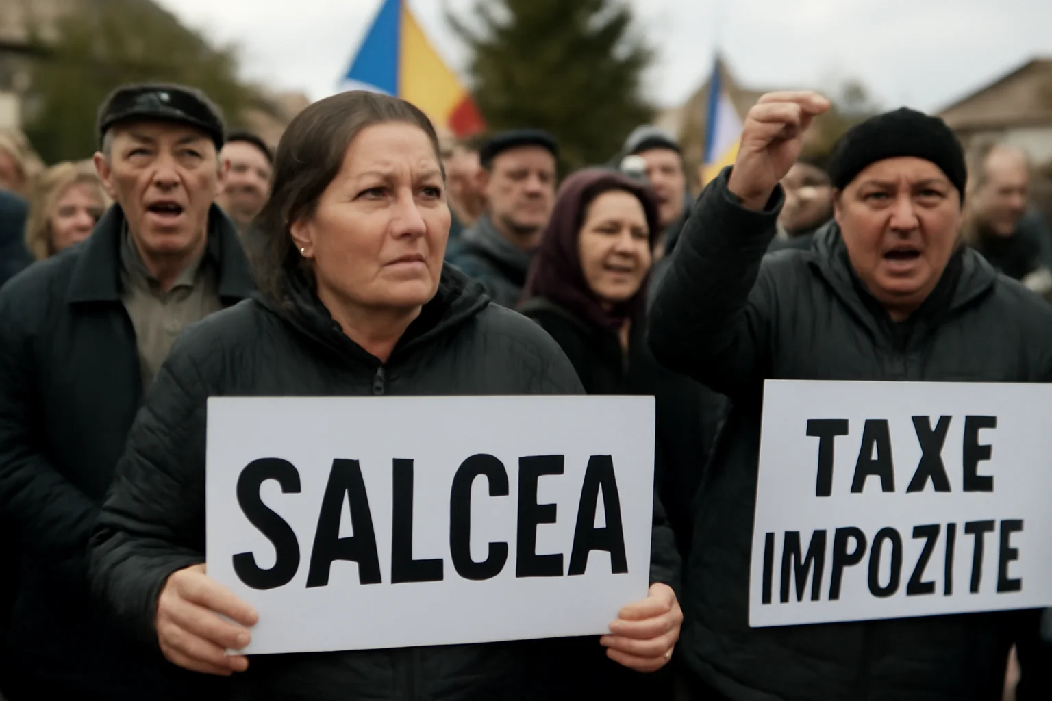 Protest la Primăria Salcea, județul Suceava, față de creșterea taxelor și impozitelor locale