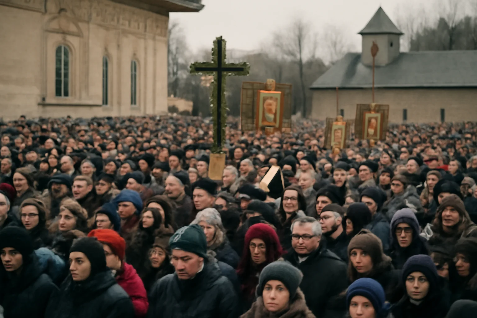 Slujbă de Bobotează la Suceava: mii de credincioși la Mănăstirea Sf. Ioan cel Nou