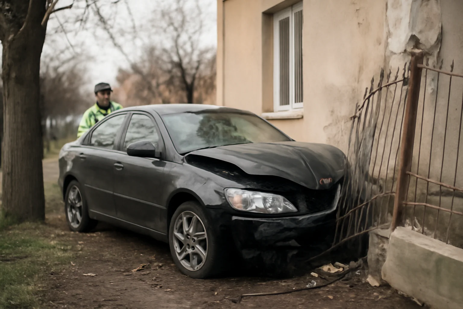 Șofer din Rădăuți cercetat după ce a lovit un gard și un imobil și a fugit de la locul accidentului în Suceava