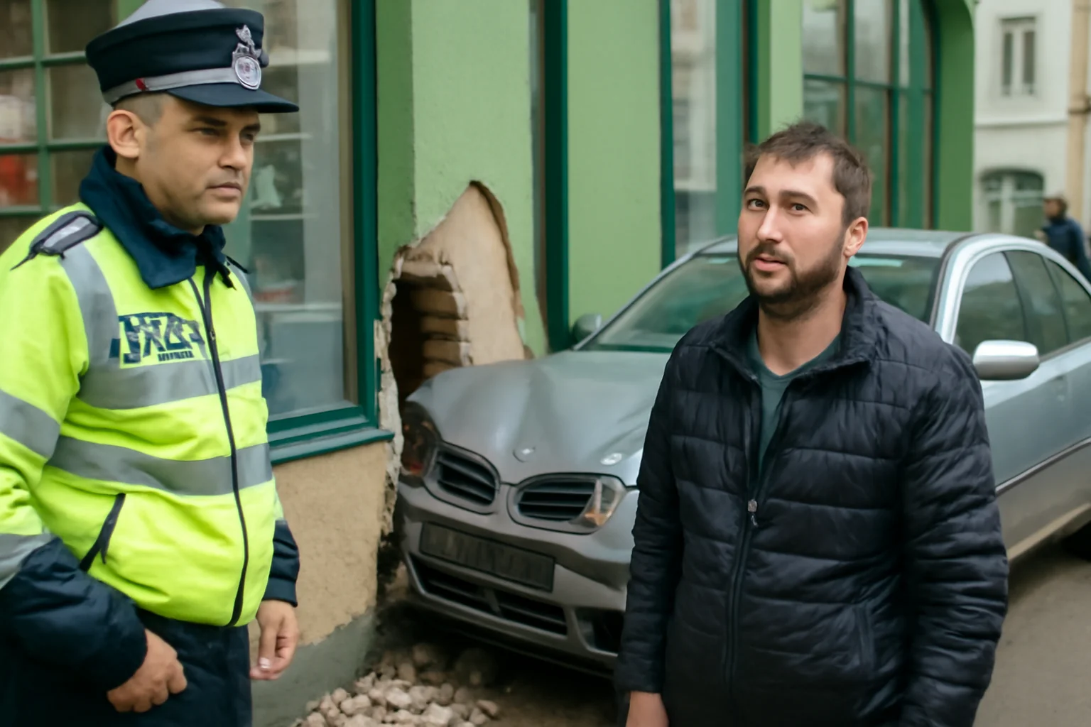 Șofer fără permis și băut, implicat într-un accident la magazin în Vatra Dornei