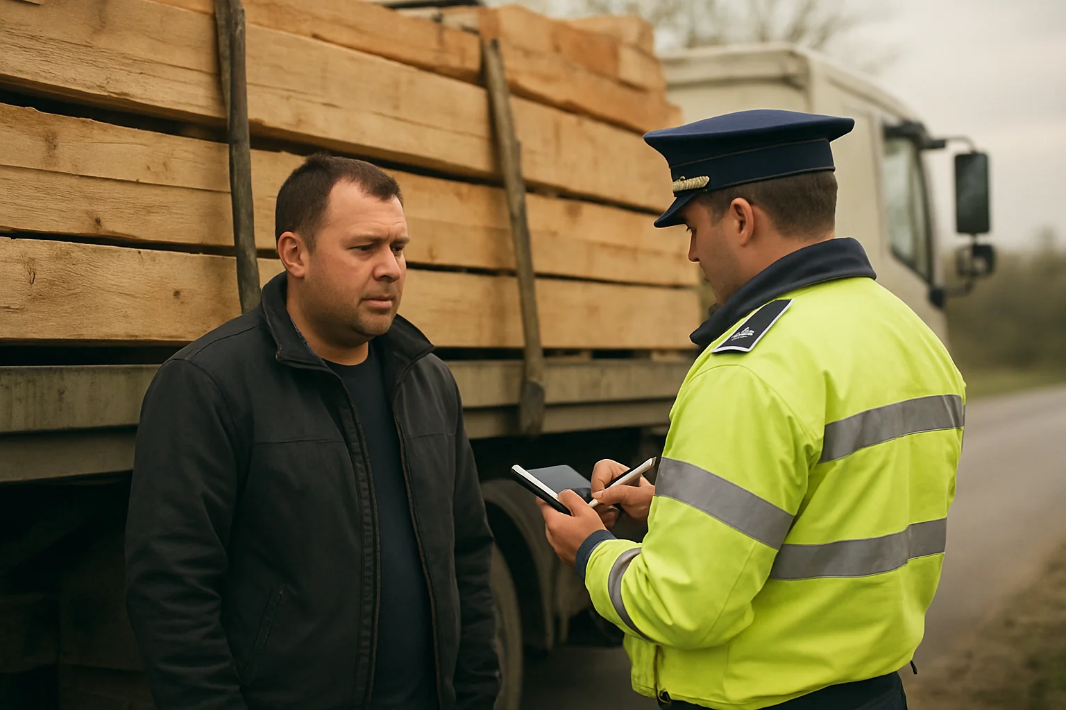 Șofer sancționat cu 6.000 lei pentru transport ilegal de lemn