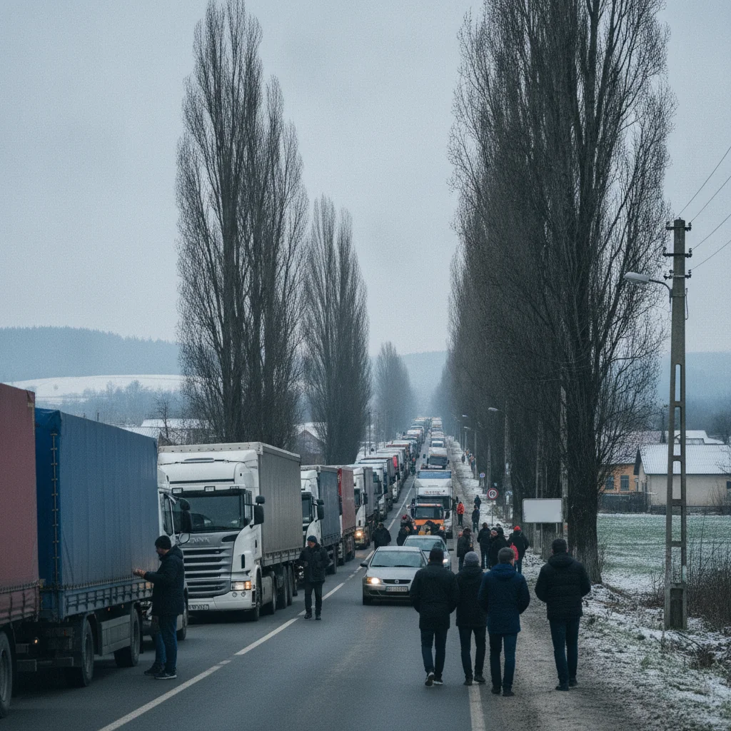 Suceava: DN 2, restricționat spre Siret; camioanele au așteptat 160 de minute