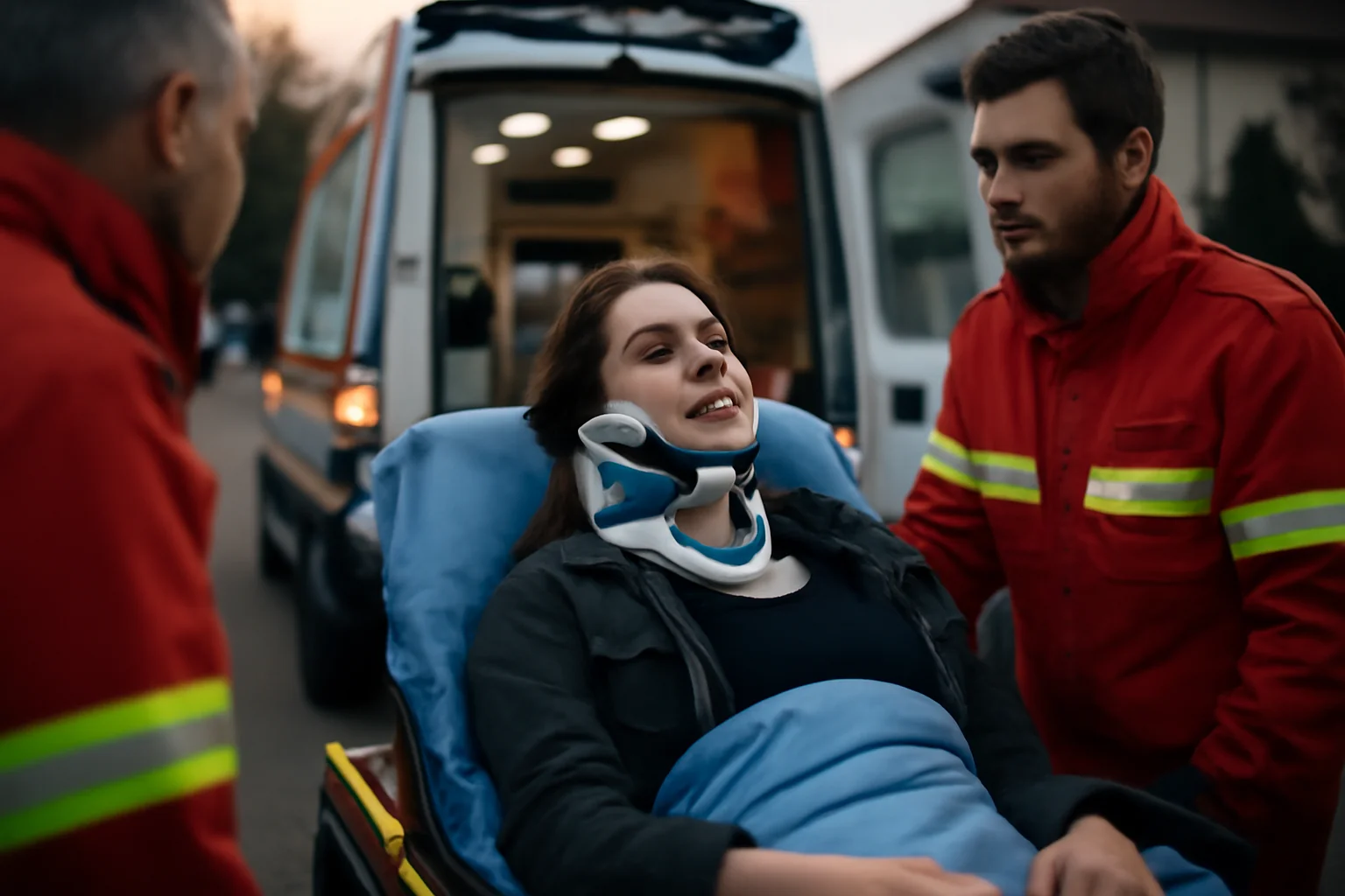 Tânără de 26 de ani, internată cu traumatism cervical după un accident rutier dimineața devreme